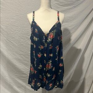 Floral Print Blue Sleeveless Top
